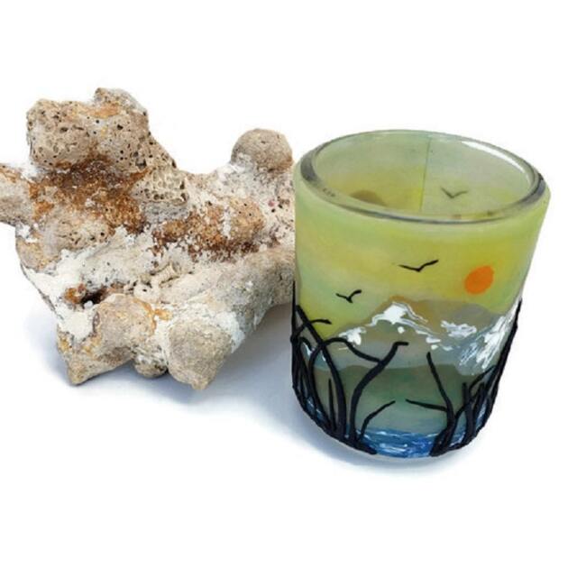 Decorative Candleholder, Tealight, Art Luminary, Polymer Clay Candle, Small Mountain Decor, Landscape - image 1