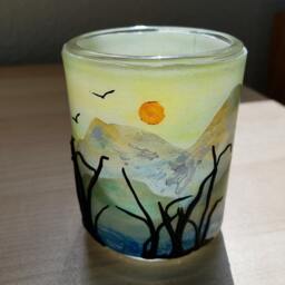 Decorative Candleholder, Tealight, Art Luminary, Polymer Clay Candle, Small Mountain Decor, Landscape - thumbnail 2