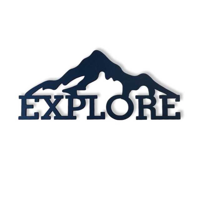 Mountain Explore Metal Wall Sign, Mild Steel, Navy Decor - image 1