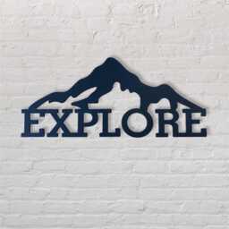 Mountain Explore Metal Wall Sign, Mild Steel, Navy Decor - thumbnail 2