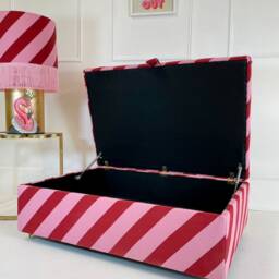 Coffee Table Footstool With Storage in Paper Straw Stripe - thumbnail 2