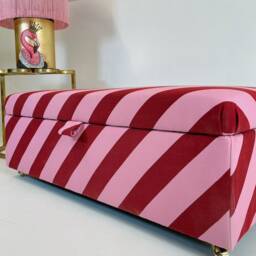 Coffee Table Footstool With Storage in Paper Straw Stripe - thumbnail 4