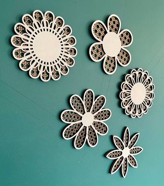 Rattan Flower, Rattan Wall Art, Nursery Decor, Wooden Names, Personalised Gift, New Baby Gift - image 1