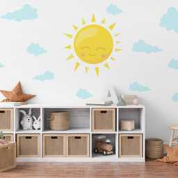Sun & Clouds Wall Stickers Nursery Decor Sunshine Decals Baby Room Kids Bedroom Peel Stick - thumbnail 2