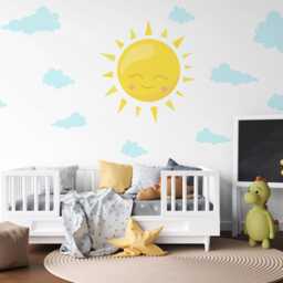 Sun & Clouds Wall Stickers Nursery Decor Sunshine Decals Baby Room Kids Bedroom Peel Stick - thumbnail 3