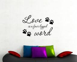 Love Is A Four Legged Word Wall Decal Vinyl Sticker Adoption Gift Pet Shop Decor Dog Paws Cat Lover Art Quote 19Qz - thumbnail 1