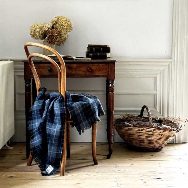 Harris Tweed Denim Macleod Tartan - Luxury Pure Wool Lap Blanket 75x100cm/30x39 - image 1