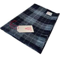 Harris Tweed Denim Macleod Tartan - Luxury Pure Wool Lap Blanket 75x100cm/30x39 - thumbnail 3