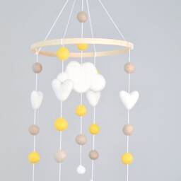 Baby Mobile/Baby Crib Mobile /Wool Felt Balls/Felt Cloud/Nursery Mobile/ Handmade Mobile/ Crib Heart Mobile/Bed Decor - thumbnail 2