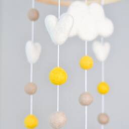 Baby Mobile/Baby Crib Mobile /Wool Felt Balls/Felt Cloud/Nursery Mobile/ Handmade Mobile/ Crib Heart Mobile/Bed Decor - thumbnail 3