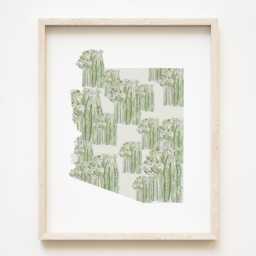 Arizona State Flower Map Watercolor Saguaro Cactus Blossom - Art Print Wall Asu Graduation Wedding Realtor Moving Gift Southwest - thumbnail 1