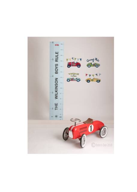 Personalised Wooden Height Chart - Nursery Decor Vintage Growth Giant Ruler Baby Shower Kids Blue - image 1