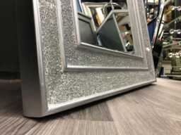 Crackle Glass Mosaic Wall Mirror Square Silver Double Frame Handmade 68x68cm Sparkly Modern Home Interior - thumbnail 1