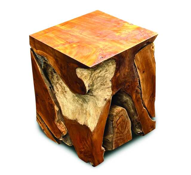 Tall Block Teak Root Lamp Stand Or Side Table 55cm - image 1