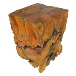 Tall Block Teak Root Lamp Stand Or Side Table 55cm - thumbnail 4