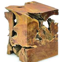 Tall Block Teak Root Lamp Stand Or Side Table 55cm - thumbnail 2