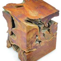 Tall Block Teak Root Lamp Stand Or Side Table 55cm - thumbnail 3