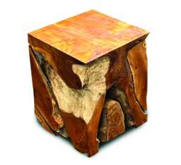 Tall Block Teak Root Lamp Stand Or Side Table 55cm