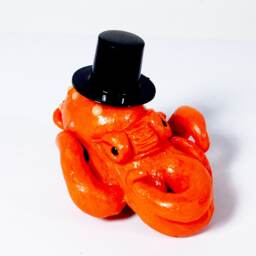 Hatted Octopus Miniature Sculpture With Magnetic Hat Attachment - thumbnail 4
