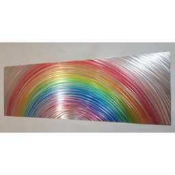 Modern, Abstract, Contemporary Metal Wall Art, 3D Effect, By R Toomer Art. Titled Over The Rainbow. Indoor/Outdoor.. Multi Coloured - thumbnail 3
