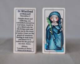 "st Winifred Patron Saint Block With Gift Bag // Abbess, ""Lourdes Of Wales" - thumbnail 1