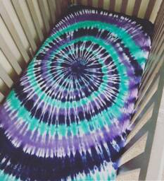 Tie Dye Crib Sheet Set - Jersey Knit Baby Bedding With Blanket - thumbnail 1