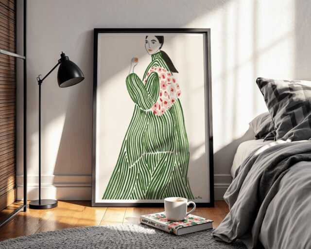 Fashion Illustration Floral Wall Art Print - Contemporary Minimalist Artwork By La Poire - image 1