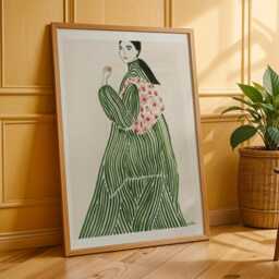 Fashion Illustration Floral Wall Art Print - Contemporary Minimalist Artwork By La Poire - thumbnail 2