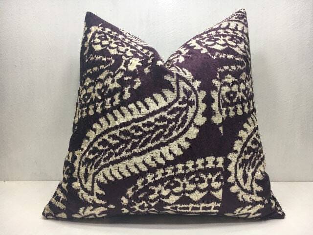 Handwoven Silk Blend Ikat Pillow Cover, Turkish Decor - 20x20 - image 1