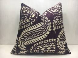 Handwoven Silk Blend Ikat Pillow Cover, Turkish Decor - 20x20 - thumbnail 1