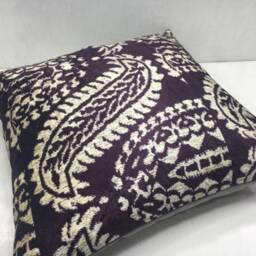 Handwoven Silk Blend Ikat Pillow Cover, Turkish Decor - 20x20 - thumbnail 4