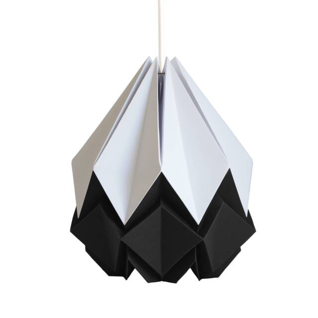 Last Items - Origami Lampshade in White & Black Paper, Medium Size - image 1