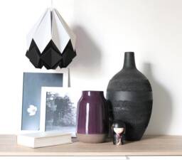 Last Items - Origami Lampshade in White & Black Paper, Medium Size - thumbnail 2