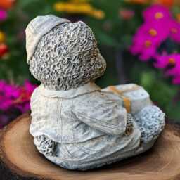 Outdoor Bear With Gift Sculpture Concrete Teddy Figurine Stone Statue Garden Animal Decoration Handmade Art Christmas Decor - thumbnail 4