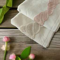 Luxury Decorative Turkish Hand Towel Pink & Beige Lace Trim - Wedding Gift