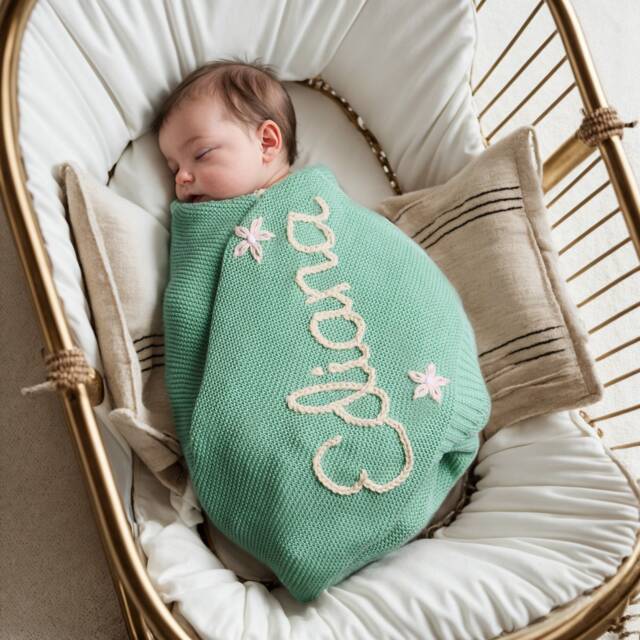 Personalized Baby Name Blanket, Hand-Embroidered Knit Blanket, Baby Blanket With Name, Shower Gift, Housewarming Gifts, Gift For - image 1