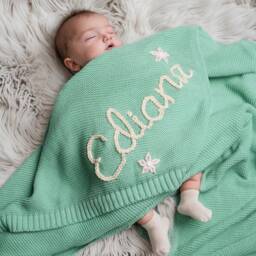 Personalized Baby Name Blanket, Hand-Embroidered Knit Blanket, Baby Blanket With Name, Shower Gift, Housewarming Gifts, Gift For - thumbnail 2