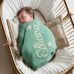 Personalized Baby Name Blanket, Hand-Embroidered Knit Blanket, Baby Blanket With Name, Shower Gift, Housewarming Gifts, Gift For - thumbnail 1