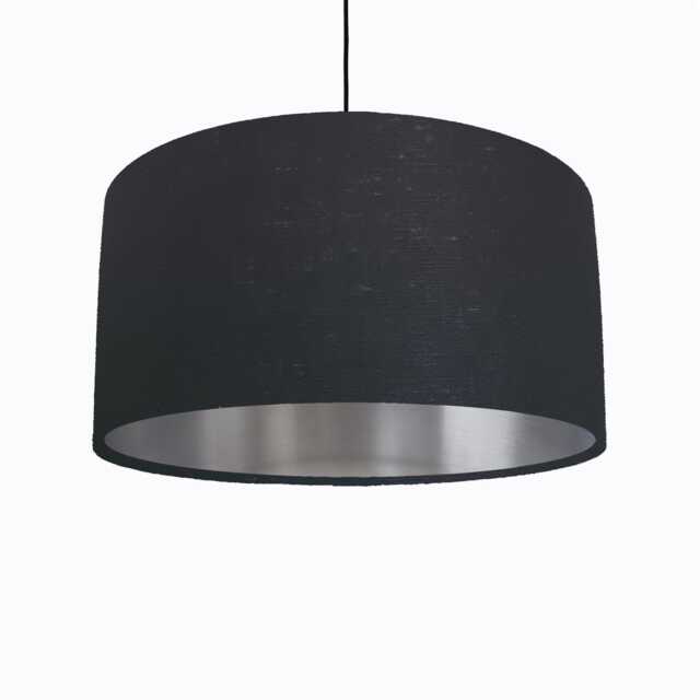 Black Lampshade in Linen With Silver Lining - image 1