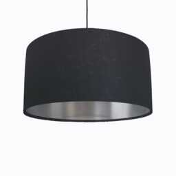 Black Lampshade in Linen With Silver Lining