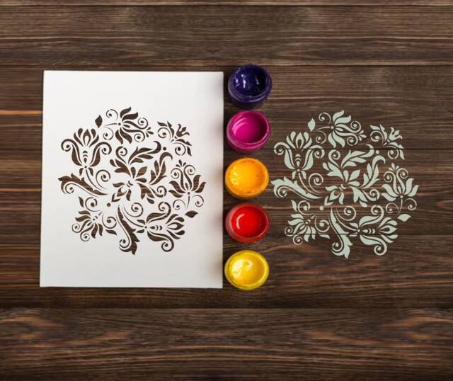 Damask Stencil Reusable Stencils For Painting Wall Decor & Crafts, Flower Stencils, Custom Sizes - image 1