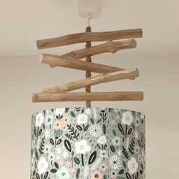 Sage Green Driftwood Chandelier, Handcrafted Floral Pendant Light, Boho Chic Country Lighting, Handmade in France For A Child's Room - thumbnail 2