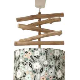 Sage Green Driftwood Chandelier, Handcrafted Floral Pendant Light, Boho Chic Country Lighting, Handmade in France For A Child's Room - thumbnail 4
