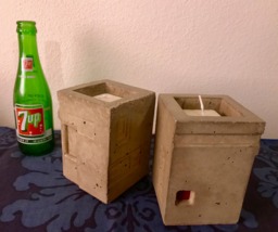"Sculpted Pair Of ""Sand"" Candle Holders, Made By Jjl. Series Entitled ""Linear"