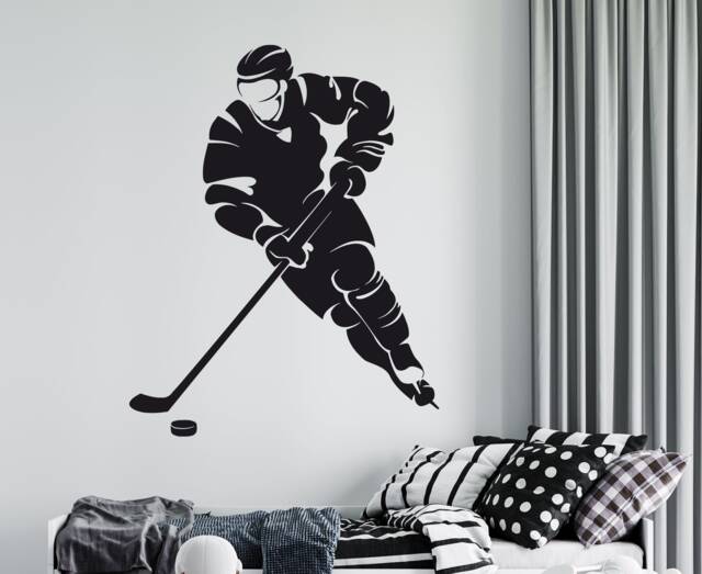 Hockey Player Wall Decal Removable Sports Decor 4395 - image 1