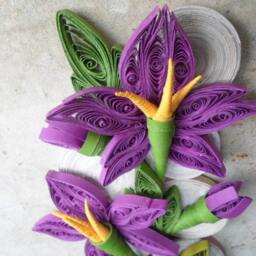 Purple Quilled Paper Flower Wall Art 3D Home Decor - thumbnail 2