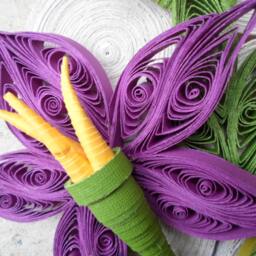 Purple Quilled Paper Flower Wall Art 3D Home Decor - thumbnail 4