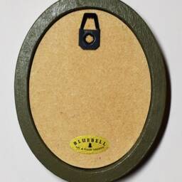 Olive Green Oval Wooden Framed Halloween Picture Wall Hanging The Black Cat - thumbnail 2