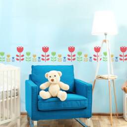 Flower Wall Stencil Set Reusable Diy Decor For Kids Rooms - 5 Pcs - thumbnail 3