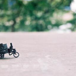 Bronze Bicycle House Sculpture - Lost Wax Cast Miniature, Japan Desk Decor - thumbnail 4